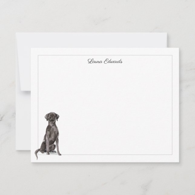 Black Labrador Retriever Grått Gräns Personlig Anteckningskort (Framsida)