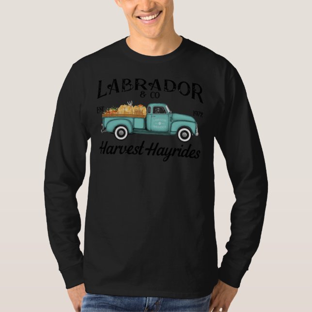 Black Labrador Retriever Harvest Hayride Antique T T Shirt (Framsida)