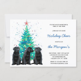 Black Labrador Retriever Helgdag Cute Hund Puppy Inbjudningar