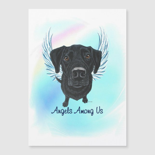 Black Labrador Retriever Hund Angel Magnet (Framsida)