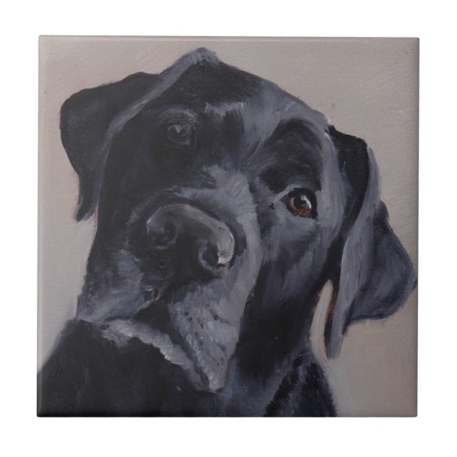 Black Labrador Retriever Hund Art Ceramic Tile Kakelplatta (Framsidan)