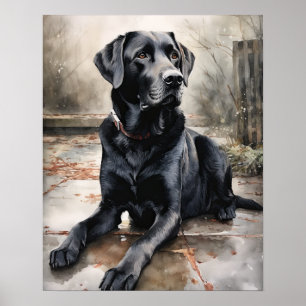 Black Labrador Retriever Hund Art Print Poster