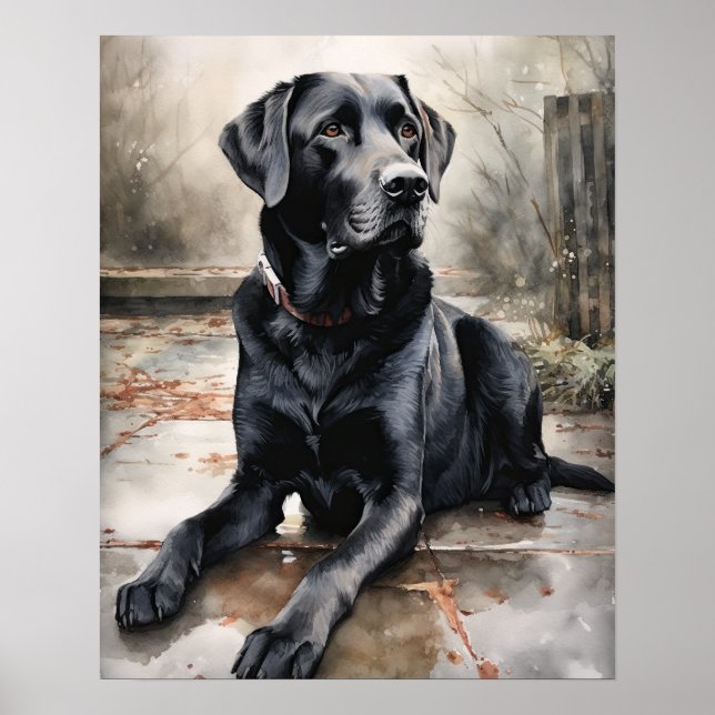 Black Labrador Retriever Hund Art Print Poster (Framsidan)