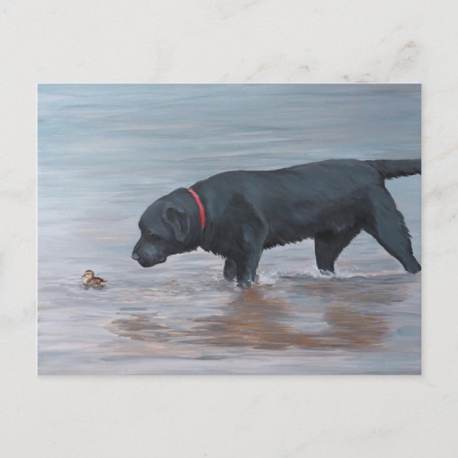 Black Labrador Retriever Hund Art-vykort Vykort (Framsida)