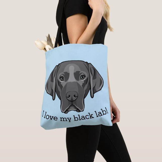 Black Labrador Retriever Hund design Tote Bag Tygkasse (Närbild)