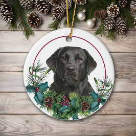 Black Labrador Retriever Hund Evergreen Wand Julgransprydnad Keramik
