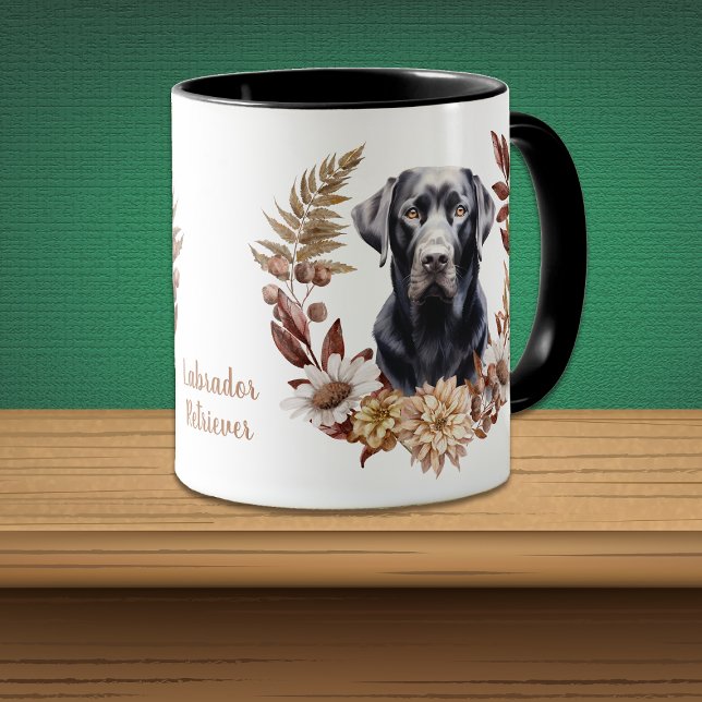 Black Labrador Retriever Hund Höstårsinandning Mugg (Skapare uppladdad)