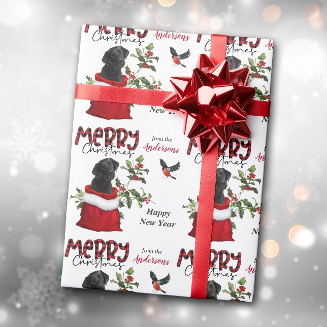 Black Labrador Retriever Hund i julklapp Presentpapper (Skapare uppladdad)