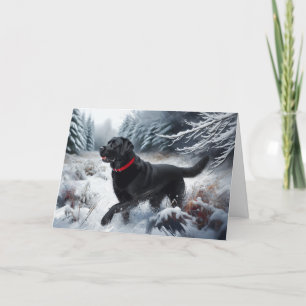 Black Labrador Retriever Hund i Snö-kortet Tack Kort