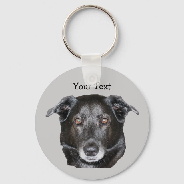 Black Labrador Retriever Hund Keychain Nyckelring (Framsida)