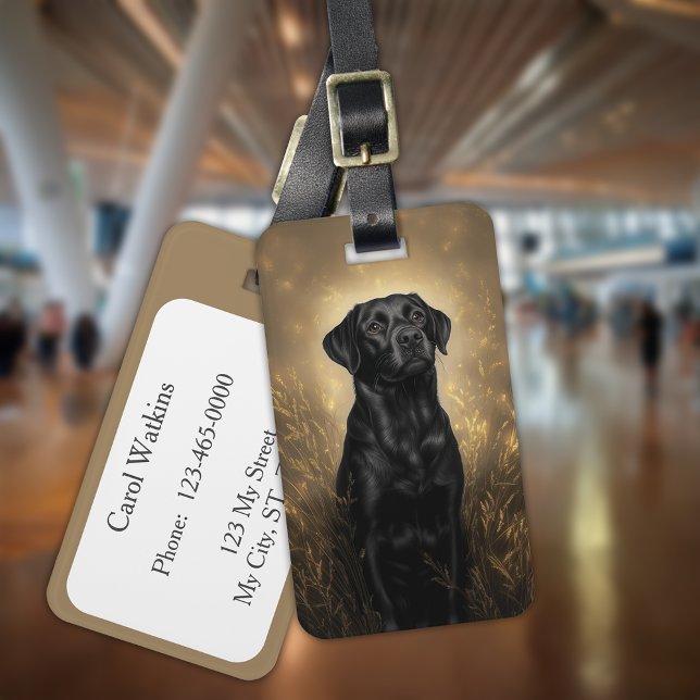 Black Labrador Retriever Hund Lab Bagagebricka (Black Labrador Retriever Dog Lab Luggage Tag)