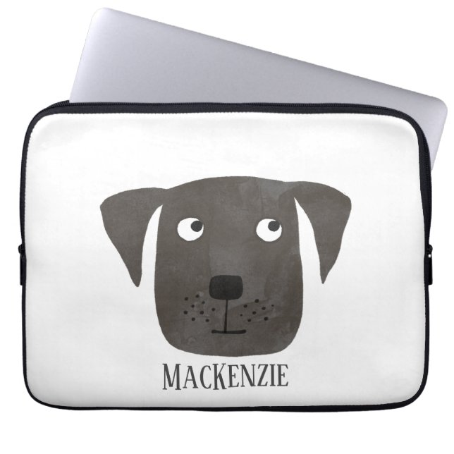 Black Labrador Retriever Hund Namn Laptop Fodral (Framsidan)