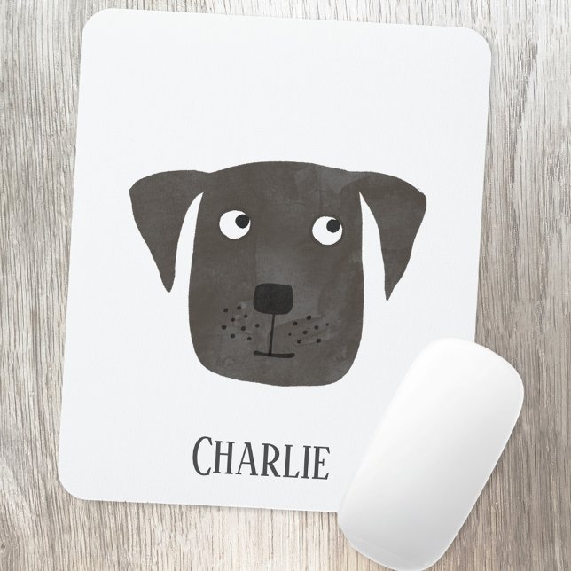 Black Labrador Retriever Hund Namn Musmatta (Black Labrador Retriever Dog personalized name mousemat)