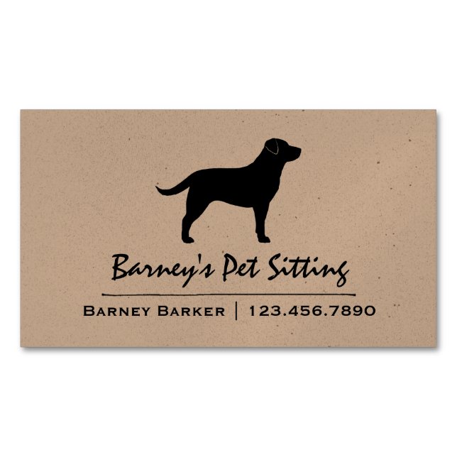 Black Labrador Retriever Hund Silhouette Svart lab Visitkortmagnet (Framsida)