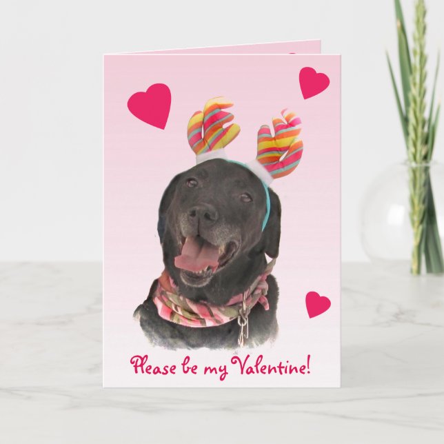 Black Labrador Retriever Hund Valentine Helgkort (Framsida)
