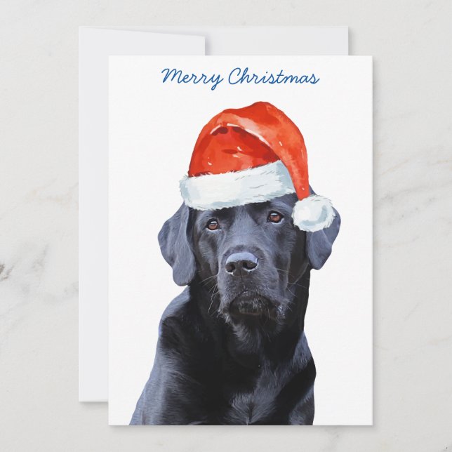 Black Labrador Retriever jul Cute Santa Hund Julkort (Framsida)