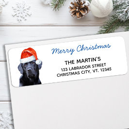 Black Labrador Retriever jul Cute Santa Hund Returadress Etikett
