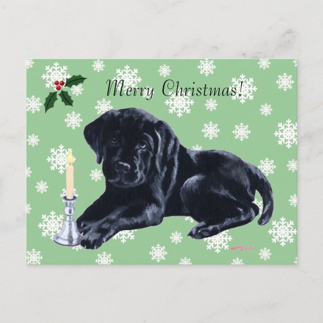 Black Labrador Retriever jul Snowflake Helg Vykort (Framsida)