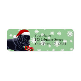 Black Labrador Retriever jul Snowflake Returadress Etikett