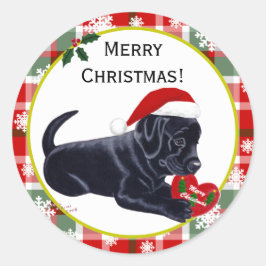 Black Labrador Retriever jul Snowflake Runt Klistermärke