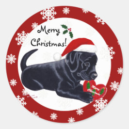 Black Labrador Retriever jul Snowflake Runt Klistermärke