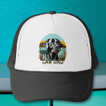 Black Labrador Retriever | Lab Pappa Keps<br><div class="desc">Lab Pappa. AI är vattenfärg svart lab med en vintage solnedgång med färg teal och brun.</div>