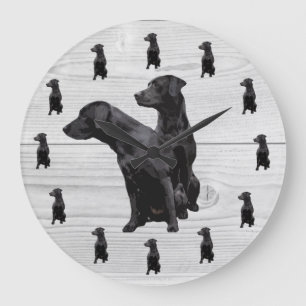 Black Labrador Retriever Large Clock Stor Klocka