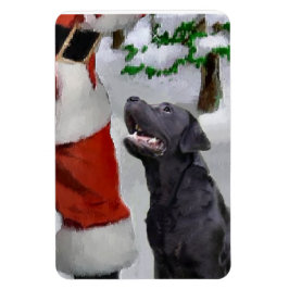 Black Labrador Retriever med jultomten Magnet