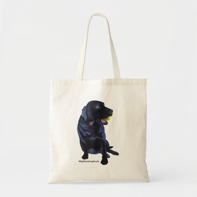 Black Labrador Retriever med tennis Bal Tanktop Tygkasse (Framsidan)