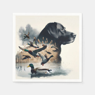 Black Labrador Retriever och Ankor Pappersservett