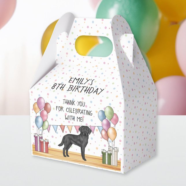 Black Labrador Retriever Pastel Birthday Tack Presentaskar (Front)