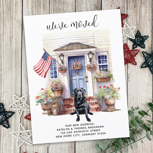 Black Labrador Retriever Patriotic Hund Flytta Meddelande Vykort (Skapare uppladdad)
