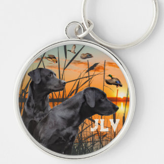 Black Labrador Retriever Personlig Rund Silverfärgad Nyckelring
