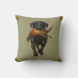 Black Labrador Retriever & Pheasant throw cushion Kudde