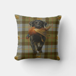 Black Labrador Retriever & Pheasant throw cushion Kudde
