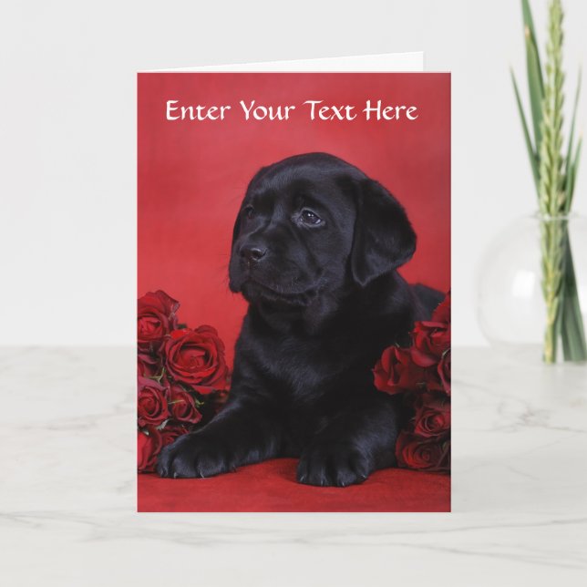 Black Labrador Retriever Puppy Hund Greeting Card Kort (Framsida)