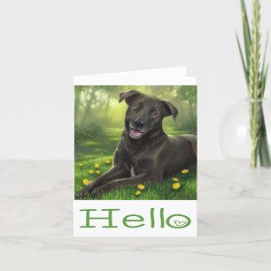 Black Labrador Retriever Puppy Hund Grönt Hej Kort