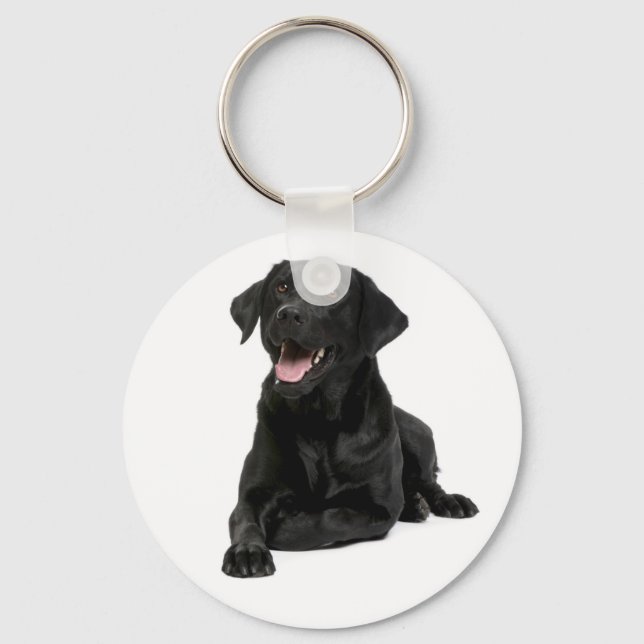 Black Labrador Retriever Puppy Hund Keychain Nyckelring (Framsida)