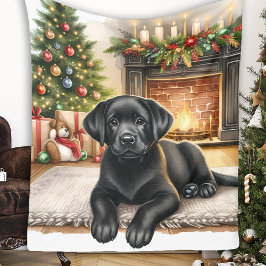 Black Labrador Retriever Puppy Hund Mysigt jul Fleecefilt