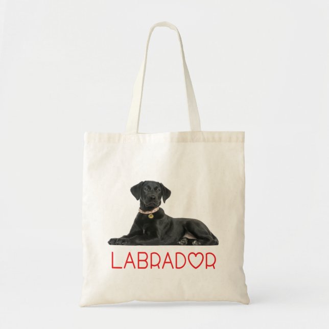 Black Labrador Retriever Puppy Hund - Svart lab Tygkasse (Framsidan)