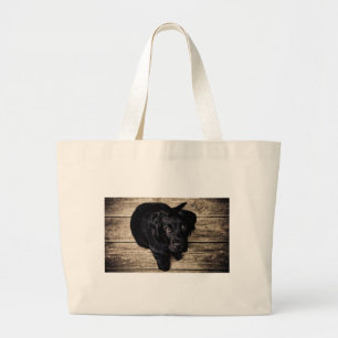 Black Labrador Retriever Puppy på Wood Jumbo Tygkasse