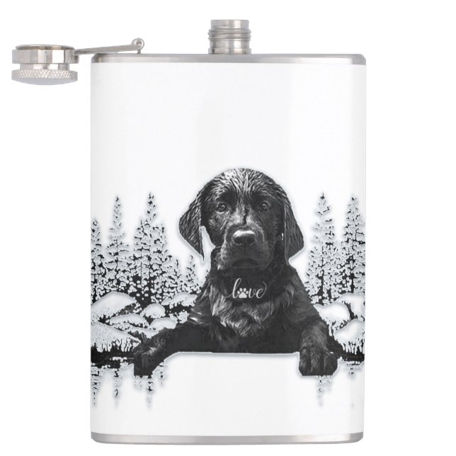 Black Labrador Retriever puppy T-Shirt Throw Pil Fickplunta (Öppnad)