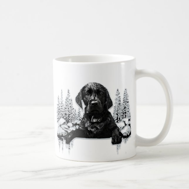 Black Labrador Retriever puppy T-Shirt Throw Pil Kaffemugg (Höger)