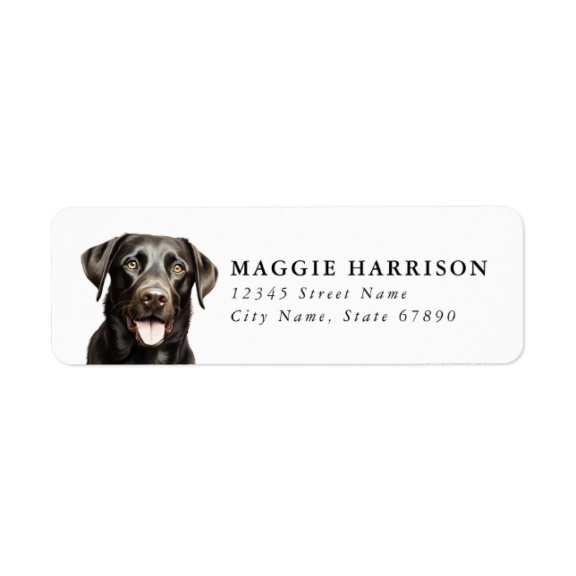 Black Labrador Retriever Return Address Labels Returadress Etikett (Framsidan)
