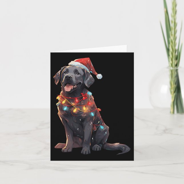 Black Labrador Retriever Santa Hat-julljus Kort (Framsida)