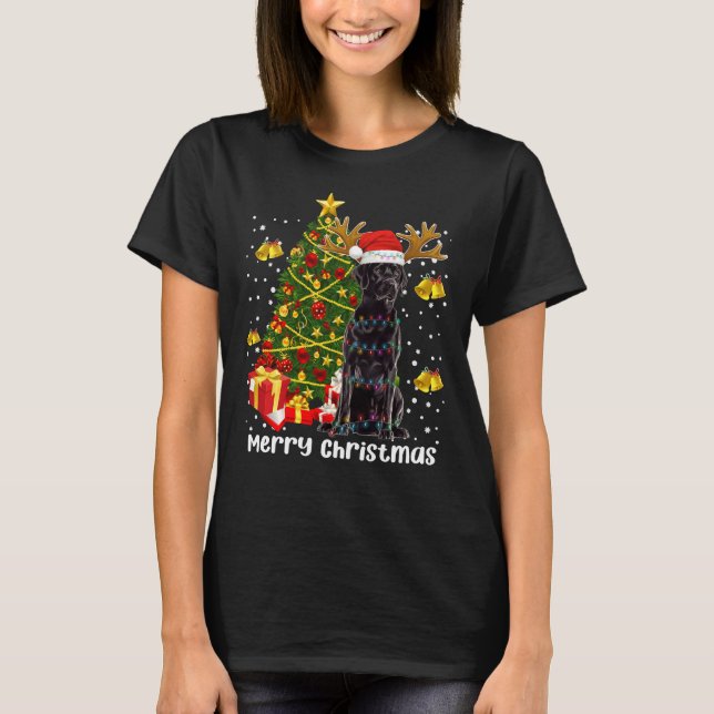 Black Labrador Retriever Santa Julgran Ligh T Shirt (Framsida)