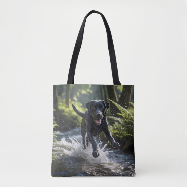 Black Labrador Retriever Shoulder Tote Bag Tygkasse (Framsida)