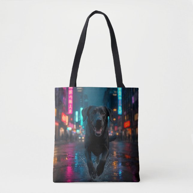 Black Labrador Retriever Shoulder Tote Bag Tygkasse (Framsida)