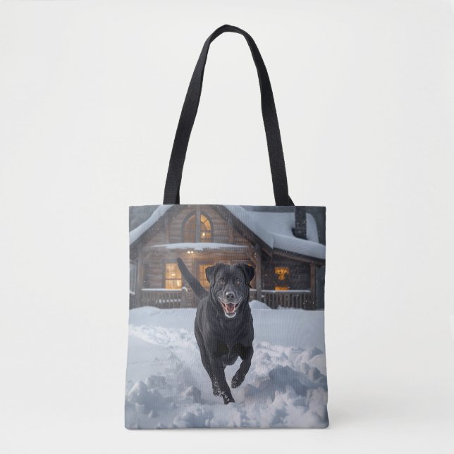 Black Labrador Retriever Shoulder Tote Bag Tygkasse (Framsida)