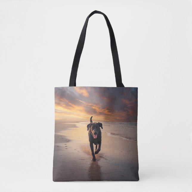 Black Labrador Retriever Shoulder Tote Bag Tygkasse (Framsida)